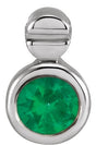 Platinum Round Natural Emerald Accented Necklace or Slide Pendant