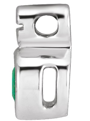 14K Gold Round Natural Emerald Accented Necklace or Slide Pendant - White Gold - view 2