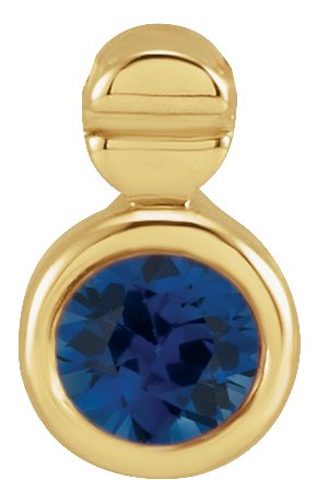 14K Gold Round Natural Blue Sapphire Accented Necklace or Slide Pendant - Yellow Gold
