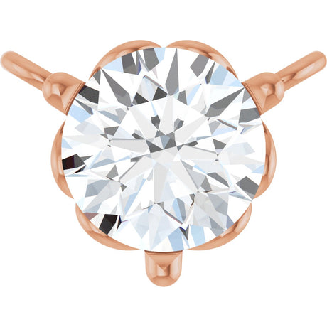14K Gold Round Natural Diamond Solitaire Necklace – 3-5mm Stones - Rose Gold
