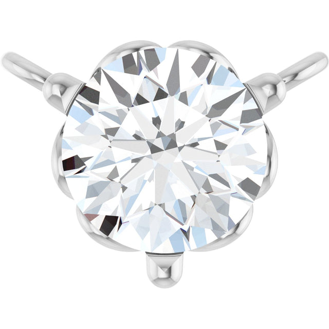 Platinum Round Natural Diamond Solitaire Necklace – 3-5mm Stones