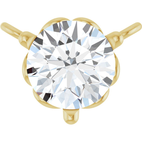 14K Gold Round Natural Diamond Solitaire Necklace – 3-5mm Stones - Yellow Gold