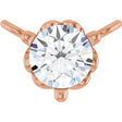 14K Gold Round Natural Diamond Solitaire Necklace – 3-5mm Stones - Rose Gold