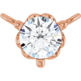 14K Gold Round Natural Diamond Solitaire Necklace – 3-5mm Stones - Rose Gold