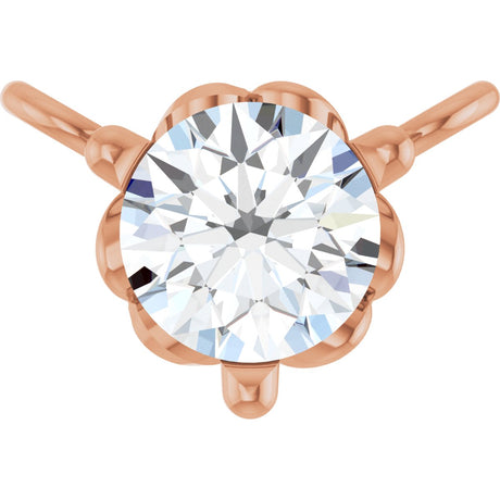 14K Gold Round Natural Diamond Solitaire Necklace – 3-5mm Stones - Rose Gold