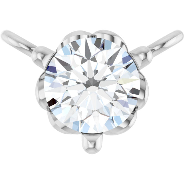 14K Gold Round Natural Diamond Solitaire Necklace – 3-5mm Stones - White Gold