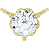 14K Gold Round Natural Diamond Solitaire Necklace – 3-5mm Stones - Yellow Gold