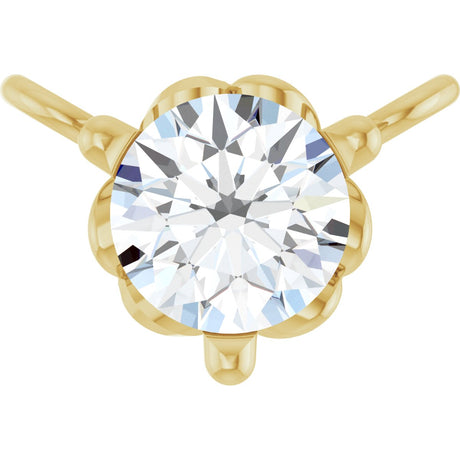 14K Gold Round Natural Diamond Solitaire Necklace – 3-5mm Stones - Yellow Gold