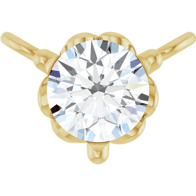 14K Gold Round Natural Diamond Solitaire Necklace – 3-5mm Stones - Yellow Gold
