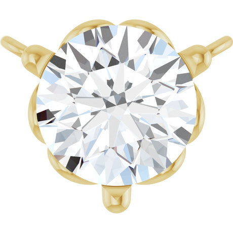 14K Gold Round Lab-Grown Diamond Solitaire Necklace – 3-5mm Stones - Yellow Gold