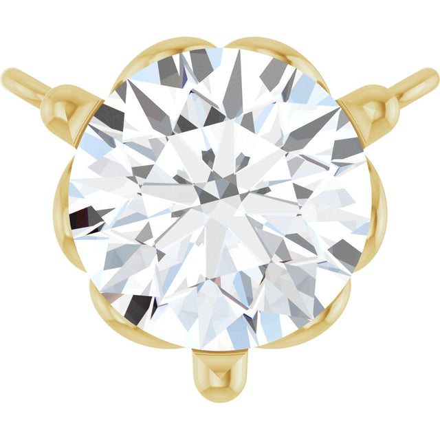 14K Gold Round Lab-Grown Diamond Solitaire Necklace – 3-5mm Stones - Yellow Gold