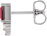 Platinum Straight Baguette Natural Ruby Accented Bar Earrings - view 5