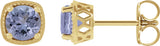 14K Gold Natural Tanzanite Round 4-Prong Earrings - Yellow Gold