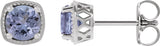Platinum Natural Tanzanite Round 4-Prong Earrings