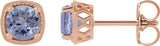 14K Gold Natural Tanzanite Round 4-Prong Earrings - Rose Gold