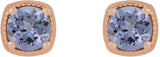 14K Gold Natural Tanzanite Round 4-Prong Earrings - Rose Gold - view 2