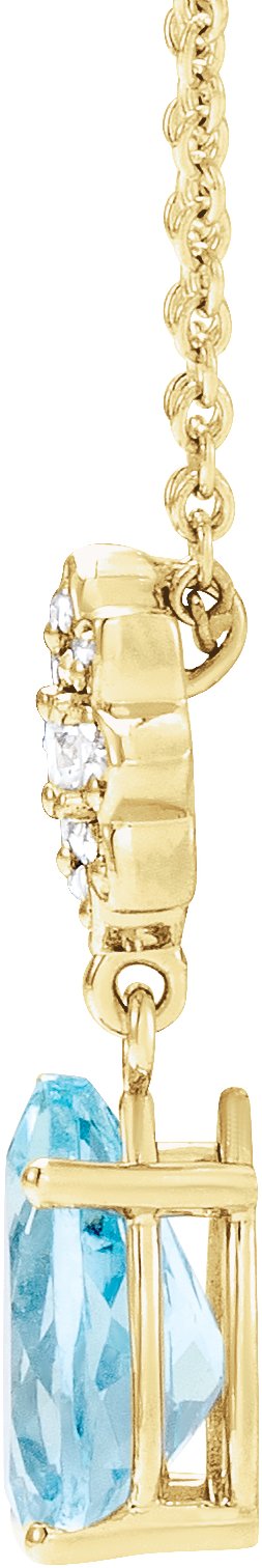 14K Gold Pear Natural Aquamarine & Natural Diamond Cluster Necklace or Pendant - Yellow Gold - view 2