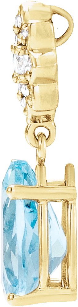 14K Gold Pear Natural Aquamarine & Natural Diamond Cluster Necklace or Pendant - Yellow Gold - view 2