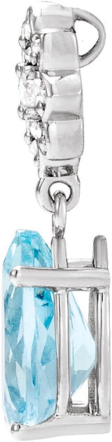 Platinum Pear Natural Aquamarine & Natural Diamond Cluster Necklace or Pendant - view 2