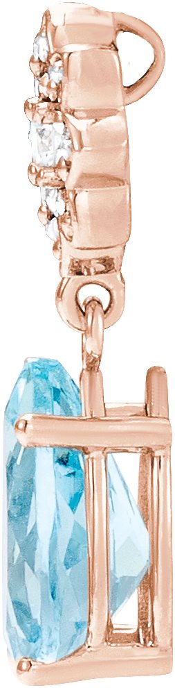 14K Gold Pear Natural Aquamarine & Natural Diamond Cluster Necklace or Pendant - Rose Gold - view 2