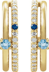 Platinum Round Natural Diamond Accented Hoop Earrings V - view 4