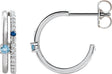 Platinum Round Natural Diamond Accented Hoop Earrings V