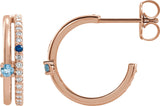 14K Gold Round Natural Diamond Accented Hoop Earrings No. 2 - Rose Gold