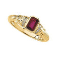 14K Gold Emerald Natural Ruby & Natural Diamond Accented Ring