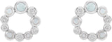14K Gold Round Natural Ethiopian Opal & Natural Diamond Bezel-Set Cabochon Earrings - White Gold - view 2