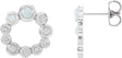 Platinum Round Natural Ethiopian Opal & Natural Diamond Bezel-Set Cabochon Earrings