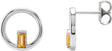 Platinum Straight Baguette Natural Citrine Baguette Circle Earrings