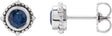 Platinum Round Natural Blue Sapphire Beaded Halo-Style Stud Earrings