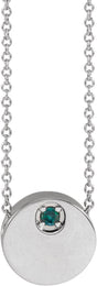 Platinum Round Lab-Grown Alexandrite Engravable Disc Necklace or Slide Pendant