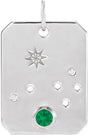 14K Gold Round Natural Emerald & Natural Diamond Zodiac Constellation Necklace or Pendant - White Gold