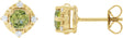 14K Gold Round Natural Peridot & Natural Diamond Halo-Style Birthstone Earrings – 4.5mm Stones - Yellow Gold