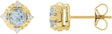 14K Gold Round Natural Aquamarine & Natural Diamond Halo-Style Birthstone Earrings – 4.5mm Stones - Yellow Gold