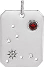 14K Gold Round Natural Mozambique Garnet & Natural Diamond Zodiac Constellation Necklace or Pendant - White Gold