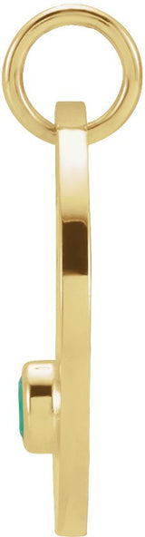 14K Gold Round Natural Emerald Zodiac Disc Necklace or Pendant - Yellow Gold - view 2