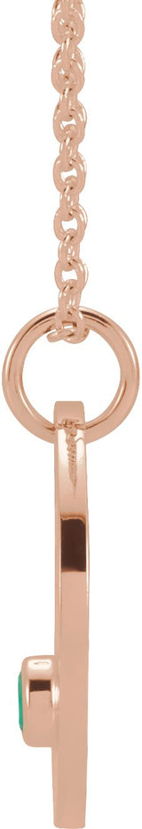 14K Gold Round Natural Emerald Aries Disc Necklace or Pendant - Rose Gold - view 3