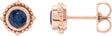 14K Gold Round Natural Blue Sapphire Beaded Halo-Style Stud Earrings - Rose Gold