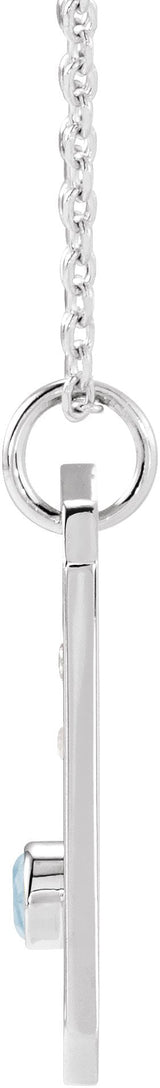 Platinum Round Natural Aquamarine & Natural Diamond Cancer Constellation Necklace or Pendant - view 3