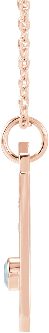 14K Gold Round Natural Aquamarine & Natural Diamond Cancer Constellation Necklace or Pendant - Rose Gold - view 3