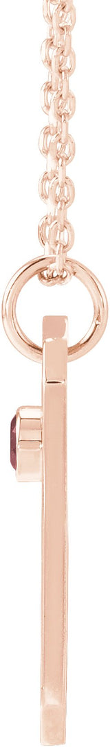 14K Gold Round Natural Mozambique Garnet & Natural Diamond Pisces Constellation Necklace or Pendant - Rose Gold - view 3