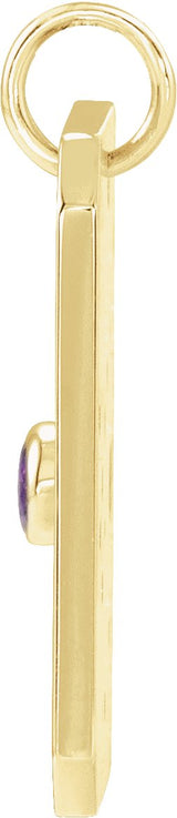 14K Gold Round Natural Amethyst & Natural Diamond Zodiac Constellation Necklace or Pendant - Yellow Gold - view 2