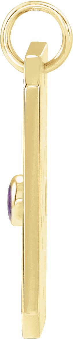 14K Gold Round Natural Amethyst & Natural Diamond Zodiac Constellation Necklace or Pendant - Yellow Gold - view 2