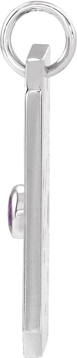 Platinum Round Natural Amethyst & Natural Diamond Zodiac Constellation Necklace or Pendant - view 3