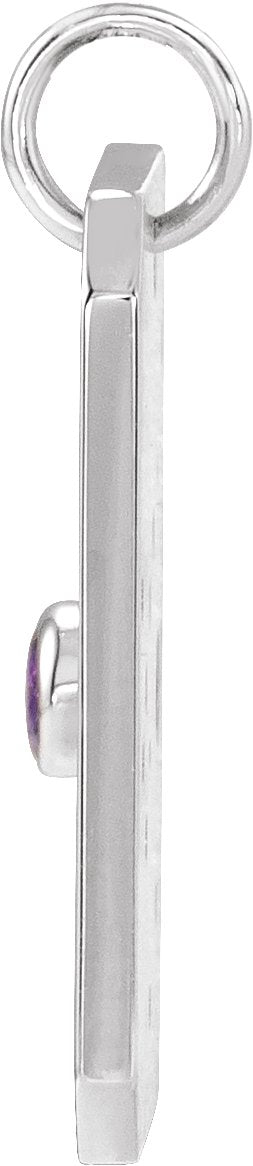 Platinum Round Natural Amethyst & Natural Diamond Zodiac Constellation Necklace or Pendant - view 3