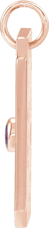 14K Gold Round Natural Amethyst & Natural Diamond Zodiac Constellation Necklace or Pendant - Rose Gold - view 3