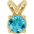 14K Gold Round Natural London Blue Topaz Solitaire Necklace or Pendant - Yellow Gold