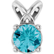 Platinum Round Natural London Blue Topaz Solitaire Necklace or Pendant
